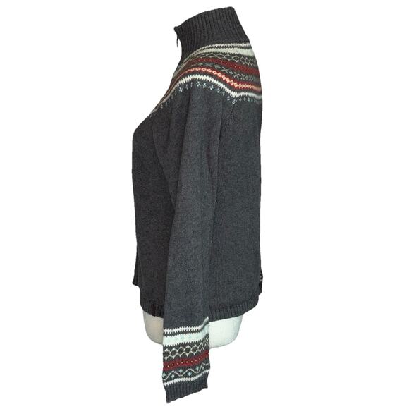 Vintage Y2k COLUMBIA Sweater M Fair Isle Full Zip Cotton Angora Cardigan Medium - Picture 5 of 10